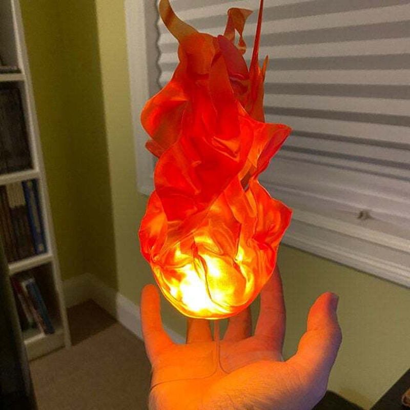 Simulation Floating Fireball Lamp Artificial Fire Flame With Clear Wearable Stand Halloween Decor Props C1: Red