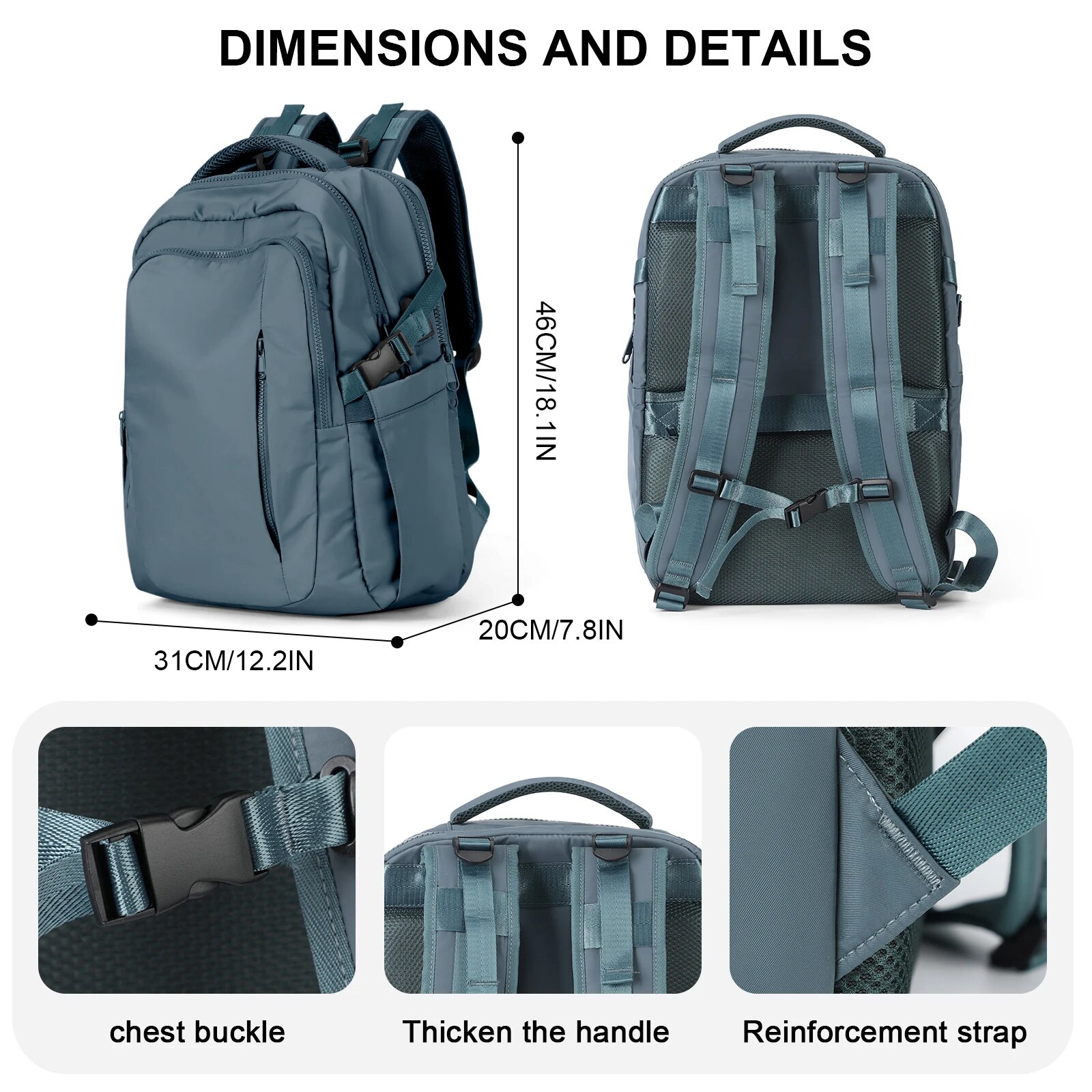 Likros heren rugzak grote capaciteit laptop rugzak met USB-poort college nylon schoolrugzak dames rugzak reisrugzakken