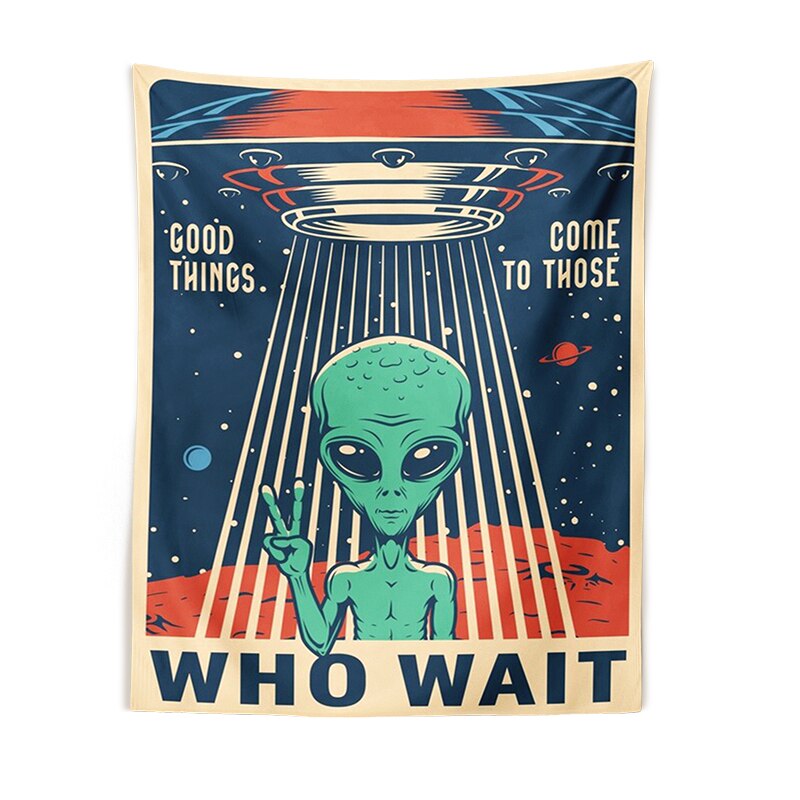 Alien Tapestry Outer space Wall Hanging hippie Art Wall Hanging Tapestries poster for Living Room Home Dorm Decor print cloth
