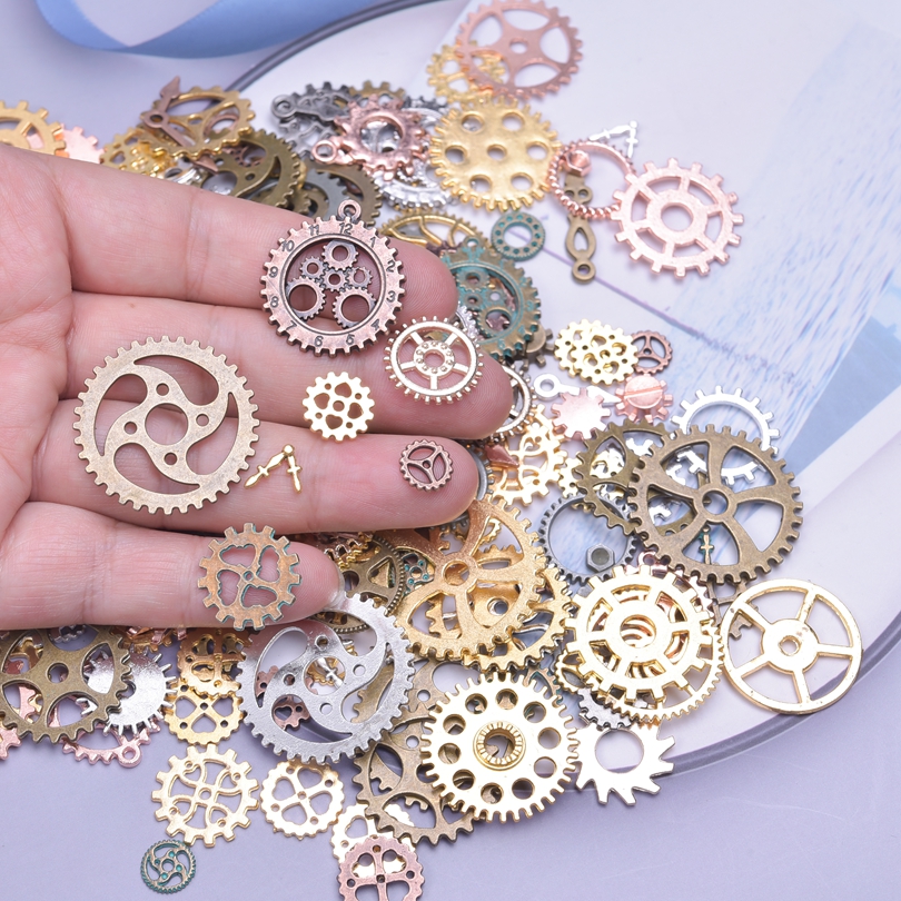 Vintage willekeurige klok Gear Charms soi Steampunk hanger voor hiphop kettingen collier sieraden maken accessoires bulk onderdelen