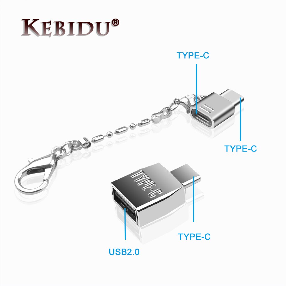 Mini Metal Micro USB 2.0 Female to USB 3.1 Type C Male Cable Adapter USB-C OTG Type-C Converter Data Charging Adapter Key Chain
