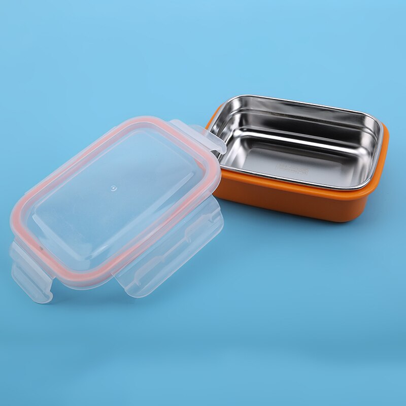 Rvs Bento Box Effen Kleur Lunchbox Voor Kids Lekvrije Kinderen Bento Lunchbox Voedsel Container Doos: orange