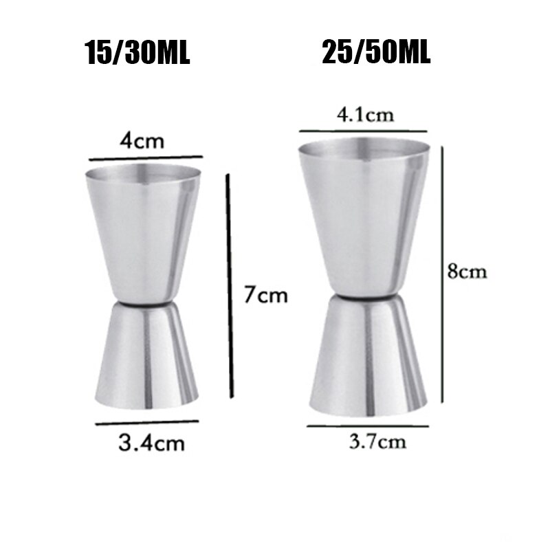 Outil de Bar pour Cocktail en acier inoxydable, filtre, bec verseur, cuillère à mélanger, couteau à chaîne, pinces à glace, tasse à mesurer, Shaker à Cocktail: 15l30 25l50ml Jigger
