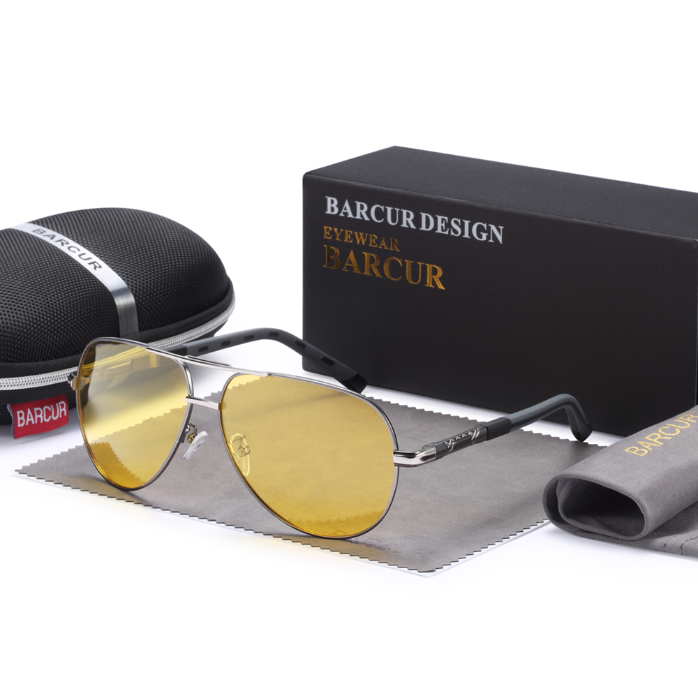 BARCUR Männer Sonnenbrille Original Polarisierte Fahrer gläser Polaroid sonnenglas Männliche Pilot Brillen: YELLOW