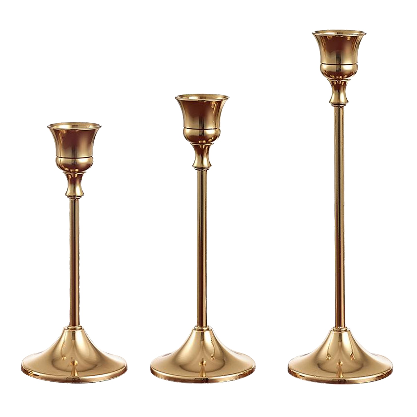 Solid Metal Candlesticks Gold Candle Holders Thin Stem 3 Size to Choose