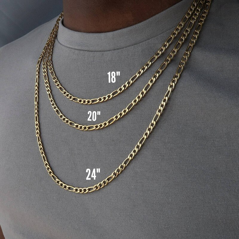 2022 Figaro Chain Necklace Men Stainless Steel Gold Color Long Necklace For Men Jewelry Collar Hombres