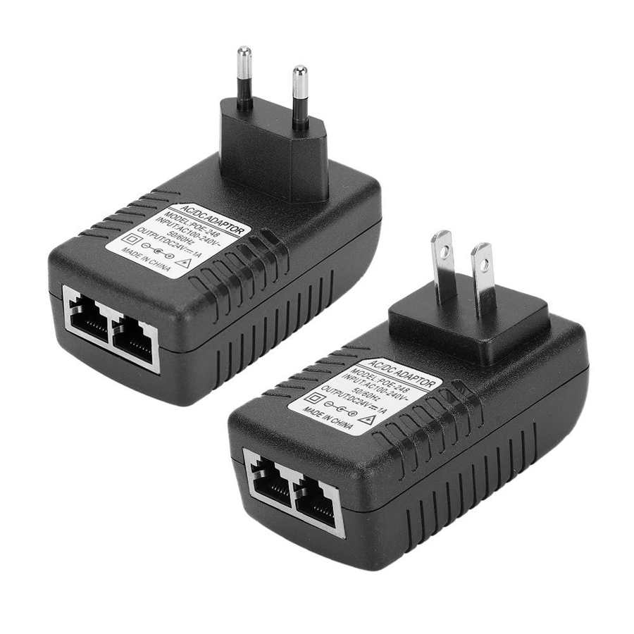 DC 24V/48V Wall Plug Power Adapter POE Ethernet Injector Adapter Power Supply