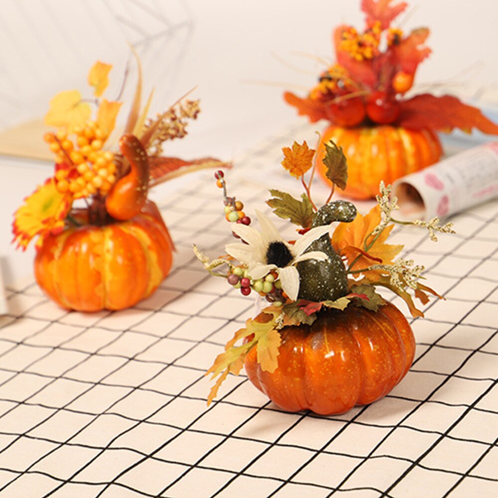 1Pcs 3D Simulatie Pompoen Maple Leaf Granaatappel Tafel Decoratie Halloween Herfst Decoratie Props Pompoen Home Decoratie Een