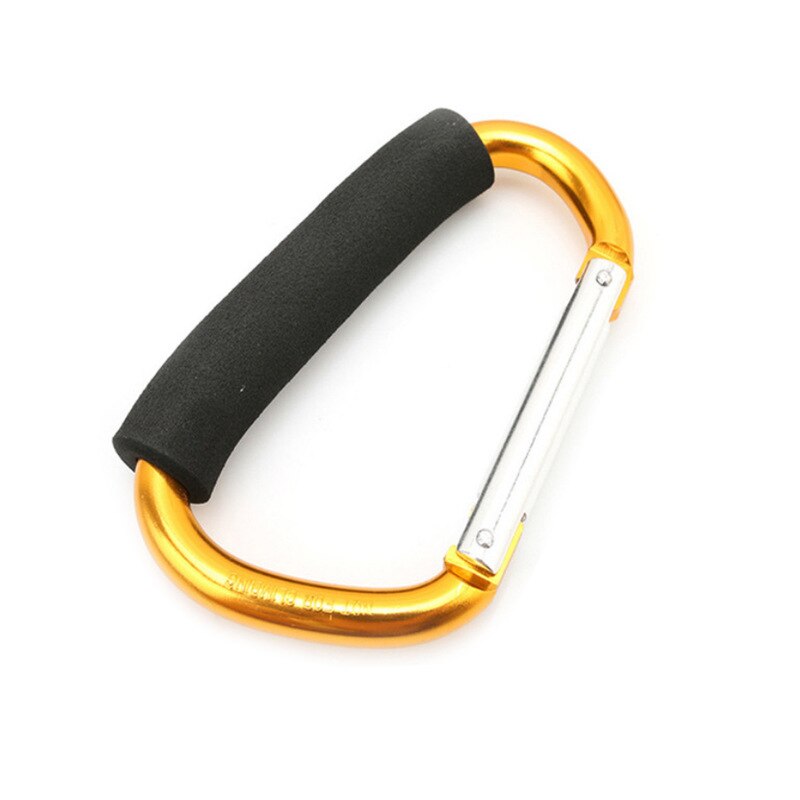 Baby Stroller Organizer Hooks Supermarket Shopping Bag Hook Clip Big Carabiner Aluminum Alloy Hook Stroller Accessories: Gold