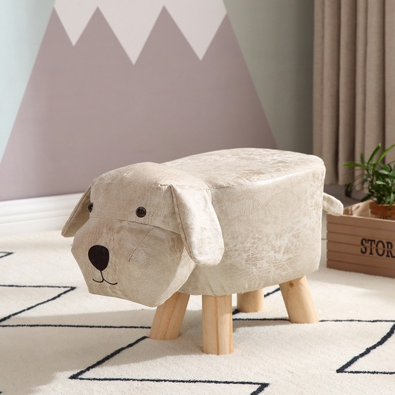 Dog Children's Stool Wooden Cute Cute Pet Sofa Stool Children's Kindergarten Home Stool Kids Furniture