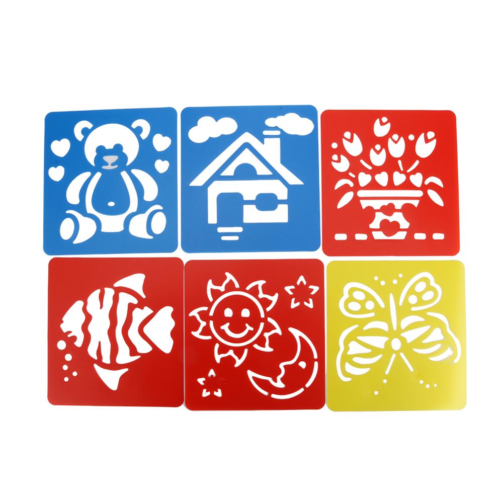 6Pcs/Set DIY Painting Stencils DIY Spray Print Draw Hollow Template Scrapbooking Embossing Album Journal Drawing Copy Stencils