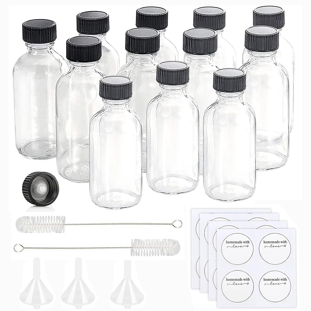 Glazen flessen met doppen, Wellness Shot-flessen Monsterflessen voor Bourbon Whiskey, drank, drank, oliën, tinctuur, hete saus, sap