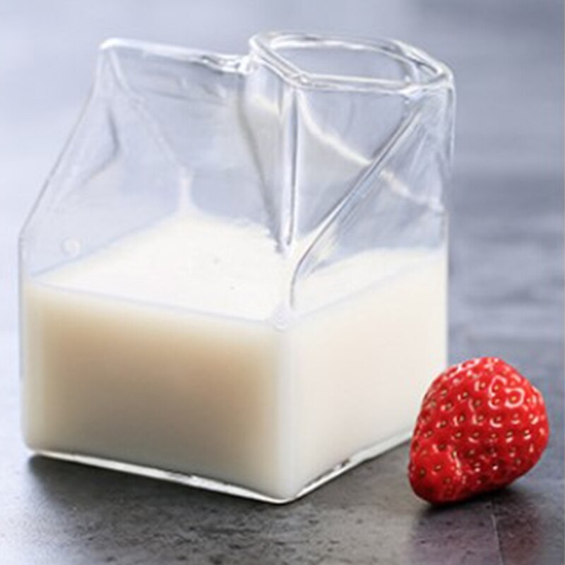 350ML Milk Carton Water Bottles Glass Milk Carton Water Bottles Eco-friendly Water Containers Perfect for Home Juice Use