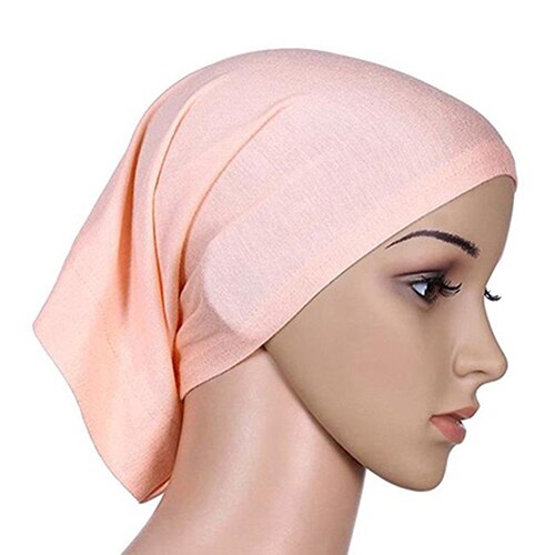 Yksivärinen naisten muslimi islamilainen massiivipuuvillainen hijab-lakkin pää huivin alla huivi turbaani islam-huivi sisäpääpanta konepelti: 9