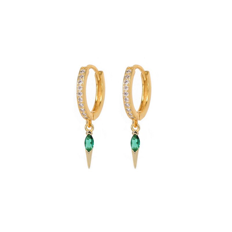 Aide 925 Sterling Zilveren Diamanten Klinknagel Kegel Gesp Oorbellen Vrouwen Groen Zwart Paars Blauw Wit Zirkoon Hoops Oorbellen Brincos: C
