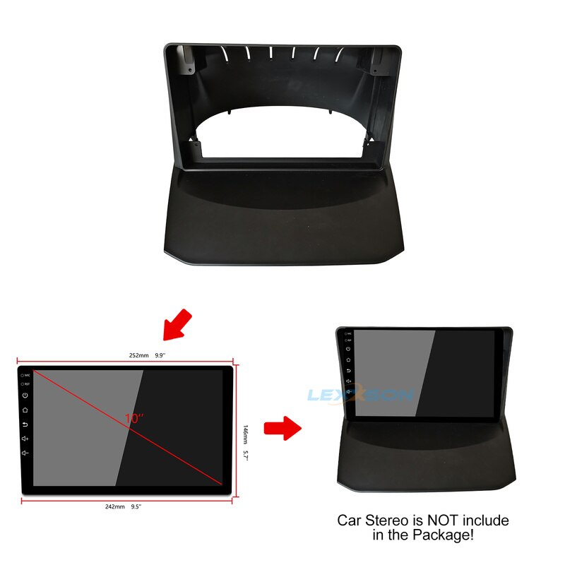 Fascia de coche de 9 pulgadas para FORD Panel estéreo para salpicadero Instalación de montaje en el tablero Marco de DVD para coche Kit de moldura Fascias