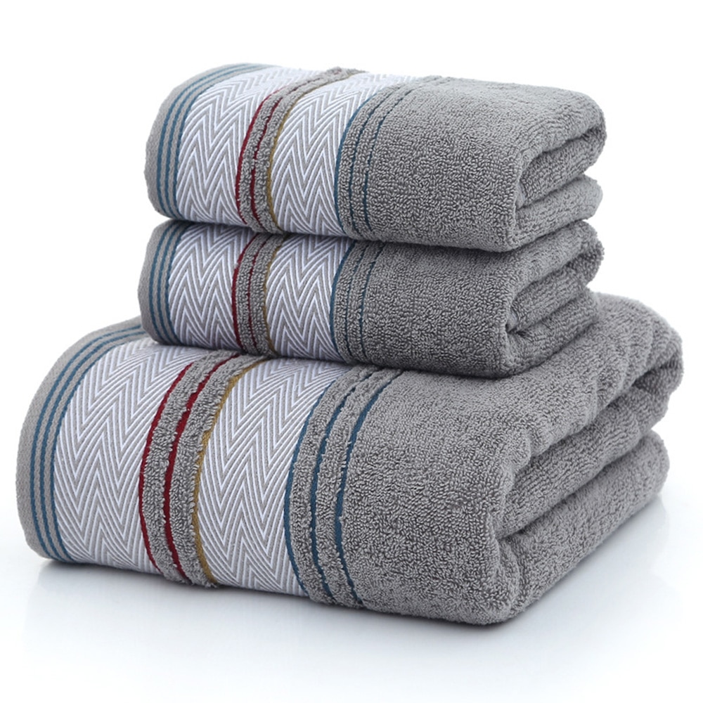 Bath Towels Thick Cotton Towel Set Face Towels Bath Towel For Adults Washcloths High Absorbent bathroom sandy beach towel suit