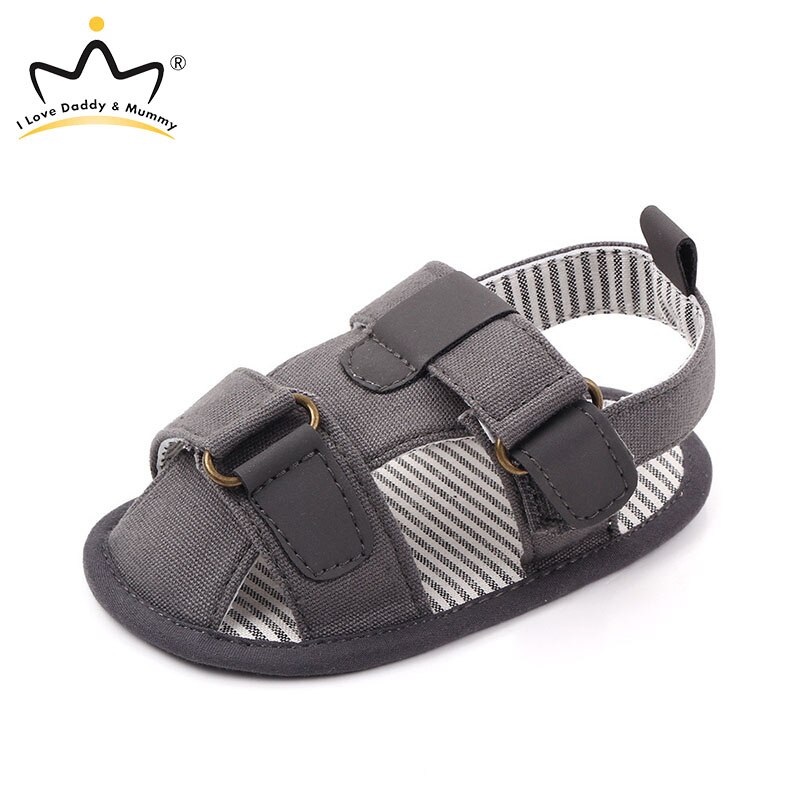 Sommer Baby Schuhe Weiche Baumwolle Einfarbig Neugeborenen Jungen Schuhe nicht-Unterhose Sohlen Kleinkind Sandalen Erste Wanderer für Jungen mädchen: grau / 7-12 Monate