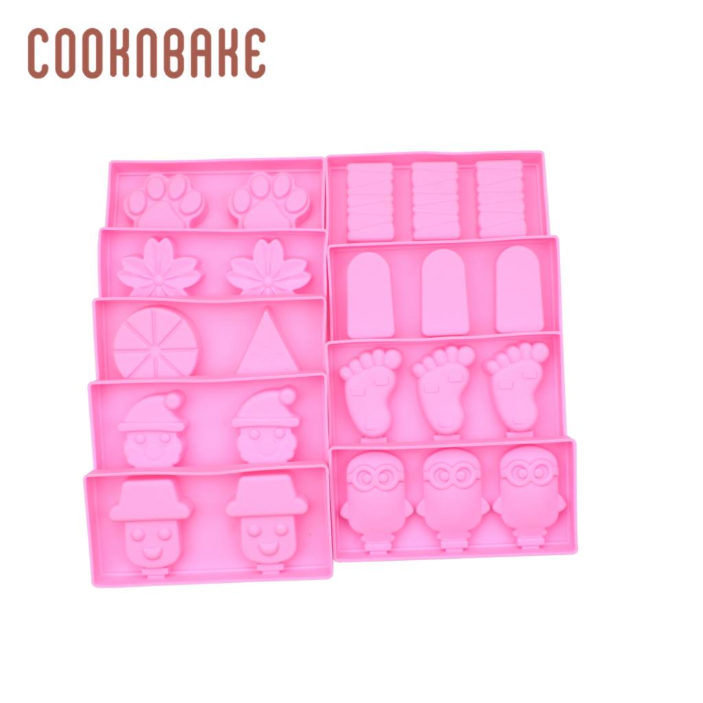 COOKNBAKE Silicone Ice Cream Maker Ice Cube juice bar Summer paw shape cake decoration form children ice lolly tray with stick