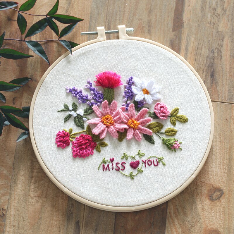 DIY Embroidery kit Handwork Needlework for Beginner Cross Stitch Embroidery With Flowers Animals Pattern English Instructions: miss you