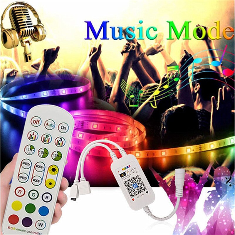 RGB LED Controller DC5-24V WiFi Music Smart APP Controller Double Output 24key IR Remote Controller For 5050 3528 RGB LED Strip