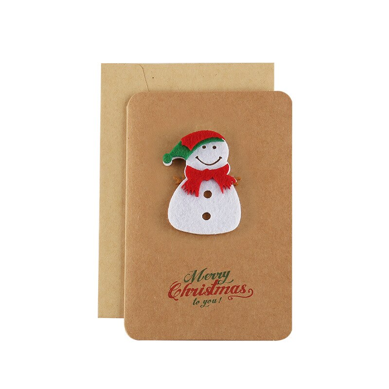 Vintage Kraft Paper Christmas Card Handmade Three-dimensional Blessing Thanksgiving Christmas Blessing Card with Envelope: SMT000035-4