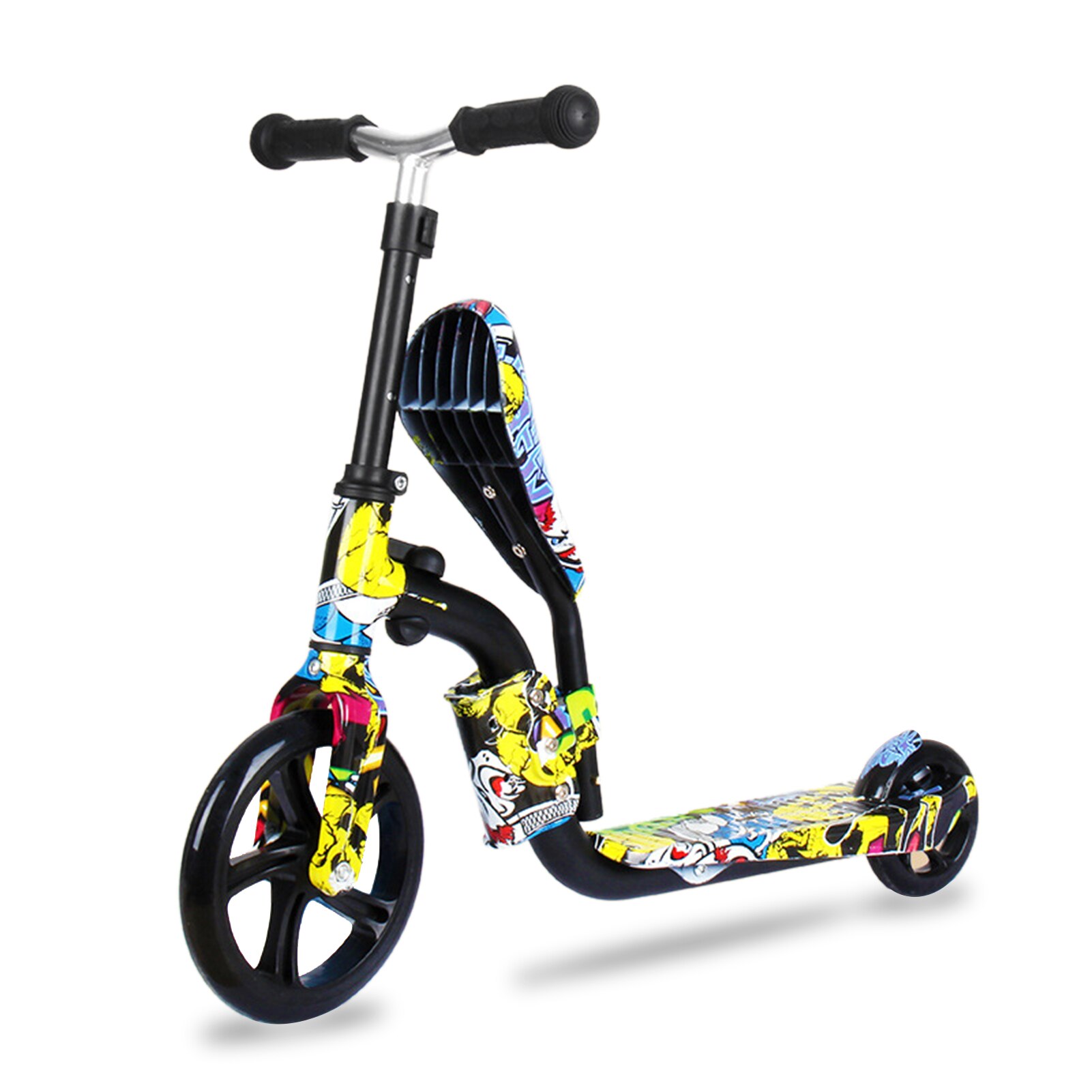 2 In 1 Scooter Balance Bike for Kids Folding Scooter Kick Scooter for Toddlers 3-12 Year Lightweight Scooter: Black