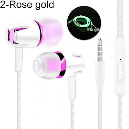Universel normal / lysende tunge bas in-ear 3.5mm øretelefoner med mikrofon: Rose guld 2