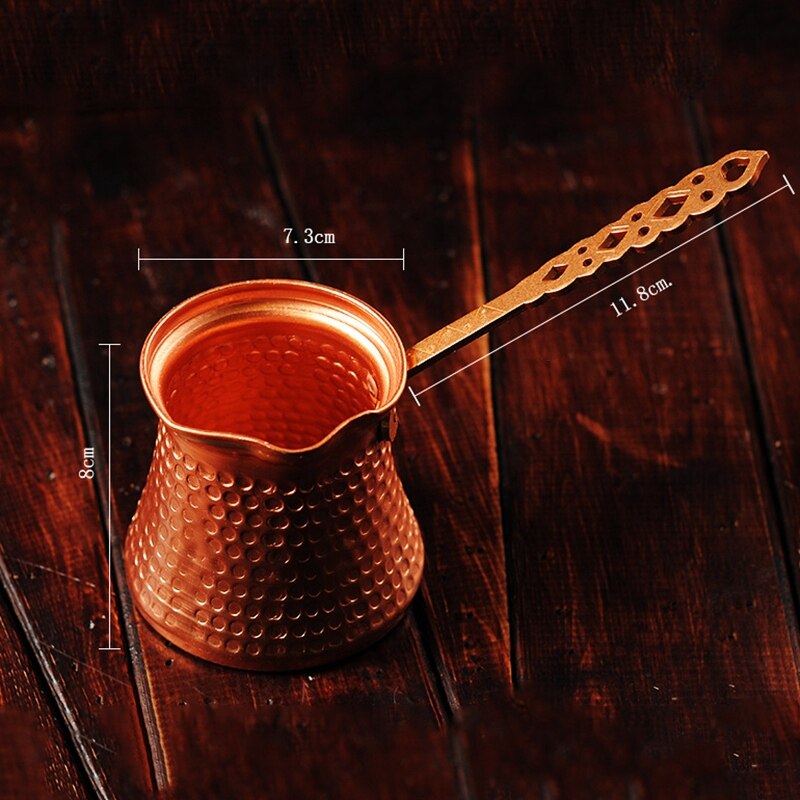 Kaffe trähandtag turk turkisk kaffekanna 320ml kaffeturk turkisk koppar kaffebryggare för turk cezve cafeteria