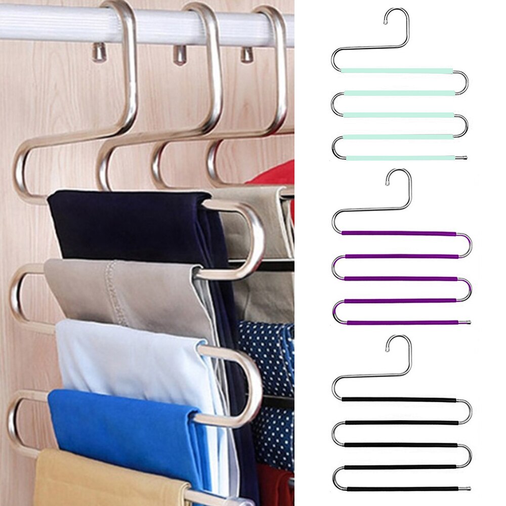 1pc 5 layers S Shape MultiFunctional Clothes Hangers Pants Storage Hangers Cloth Rack Multilayer Storage Cloth Hanger
