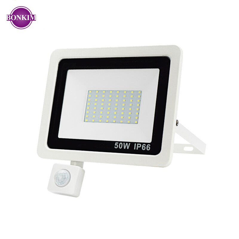 Led projektør pir bevægelsessensor  ac220v kold hvid reflektor spot vandtæt  ip66 10w 50w indendørs udendørs induktionsbelysning
