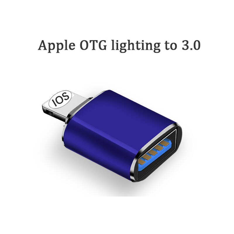 Lightning Male to USB Camera Female Adapter MFi USB 3.0 OTG Portable USB Adapter Data Sync Converter for iPhone iPad Air Pro: Blue