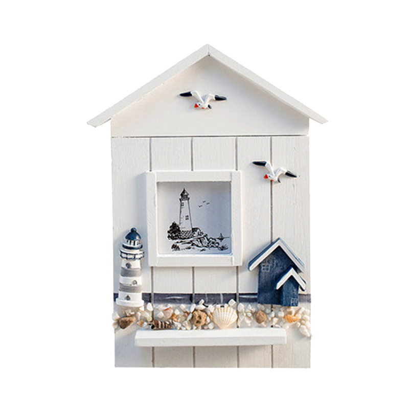 ! Mediterranean Style Key Cabinet Wood Nautical Style Wall Mounted Wooden Key Holder Storage Box Cabinet: Default Title