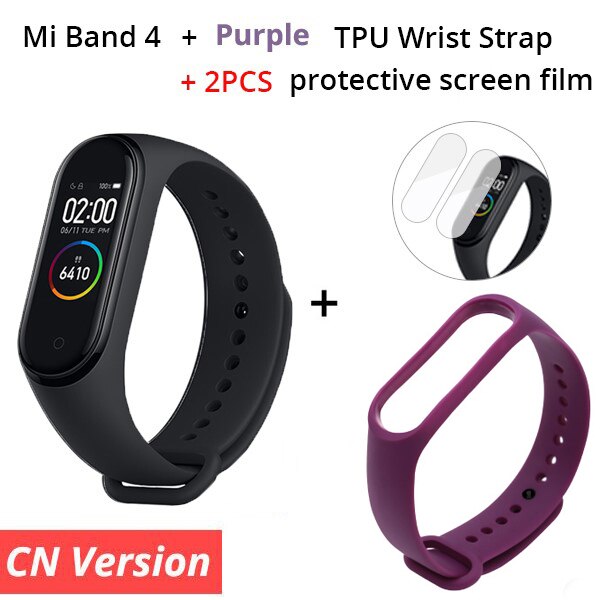 Original Xiaomi Mi Band 4 Smart Bracelet 3 Color AMOLED Screen Miband 4 Fitness Traker Bluetooth Smartband: CN n Purple Starp