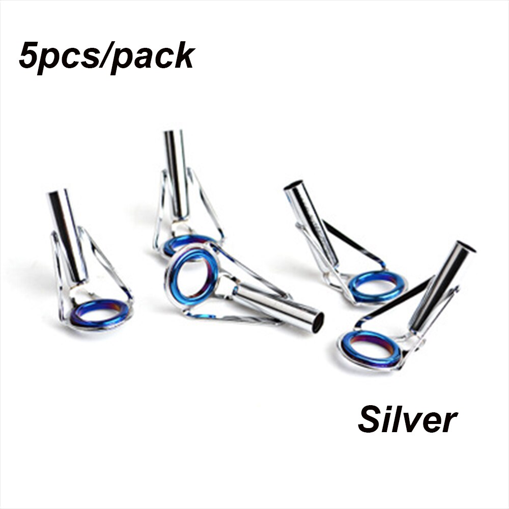 5Pcs 1-9# Oval Eye Ceramic Ring Fishing Rod Guide O Ring Stainless Steel Tip Repair Kit Tackle Box Parts Circle fish Accessories: Silver / 1