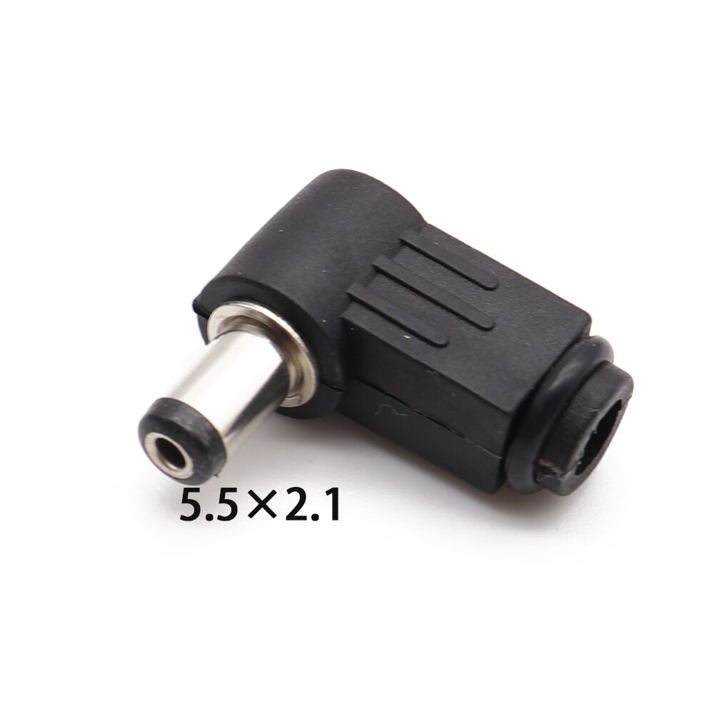5Pcs Black 2.1mm x 5.5mm 2.5mm x 5.5mm DC Power Male Plug Jack Adapter 90 Degree Male 5.5*2.1 5.5*2.5 mm DC Power Plug Connector: 5.5X2.1