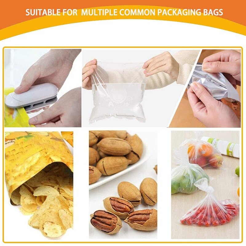 Mini zaksealer,  (2- pack) draagbare vacuüm sealers, zaksealer warmte seal , 2 in 1 warmte sealer en snijder handheld