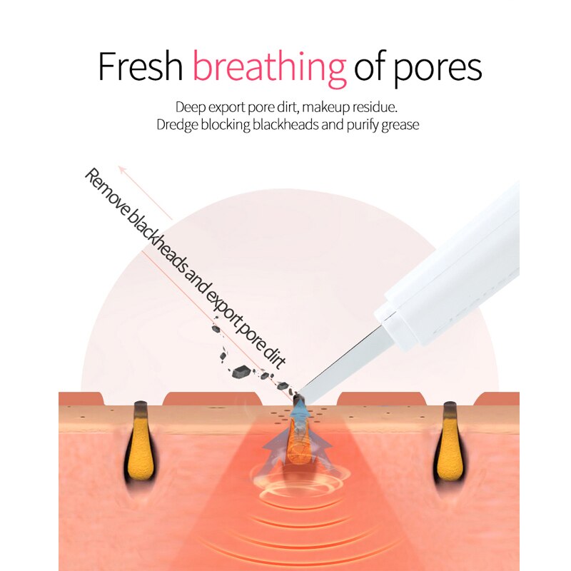 Ultrasonic Skin Scrubber Deep Cleaning Peeling Cavitation Machine Facial Beauty Blackhead Removing Skin Care Scrubber Machine