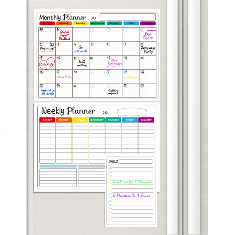 Magnetische Kalender Voor Koelkast Maandelijkse Wekelijkse Planner Whiteboard Kalendertafel Droog Wissen Koelkast Sticker Prikbord Menu