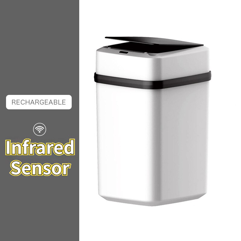 Induction Trash Can Smart Home Intelligent Waste Bin Automatic Trash Bin Home Electric Sensor Waste Garbage for Kitchen Bathroom: black1 rechargeable / 12L