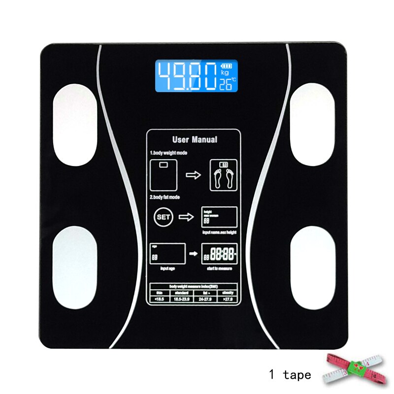 Body Fat Scale Smart Wireless Digital Bathroom Weight Scale Body Composition Analyzer With Smartphone App Bluetooth: M 26-2