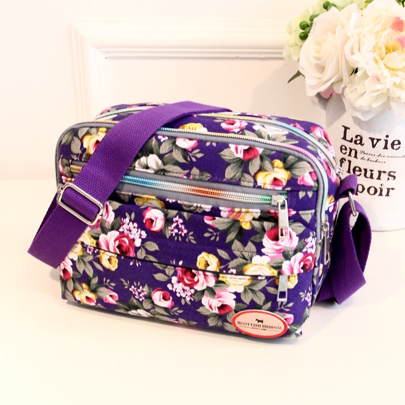 Vrouwen Tassen Canvas Schoudertas Diagonaal Kleine Vierkante Handtas Multifunctionele Grote Capaciteit Canvas Crossbody Tas: purple