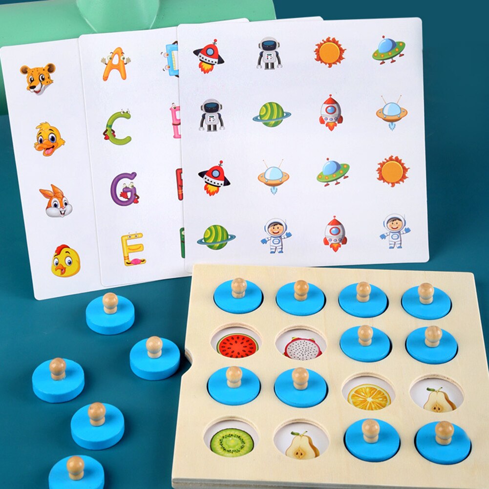 Children Wooden Memory Match Stick Chess Practical Multi-functional Durable Classic Learning Games Board Fun Block Board