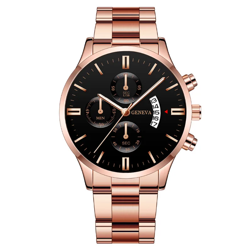 Luksus herreure sølv rustfrit stål quartz armbåndsur herre business ur herre kalenderur reloj hombre: Lyserød
