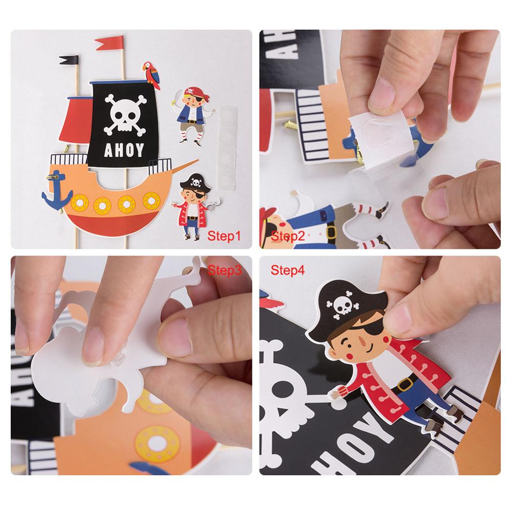 Cupcake toppers met thema, taart, dessert, tandenstokerinzetstuk voor kinderfeestjes, piratenthema, babyshowerdecoratie