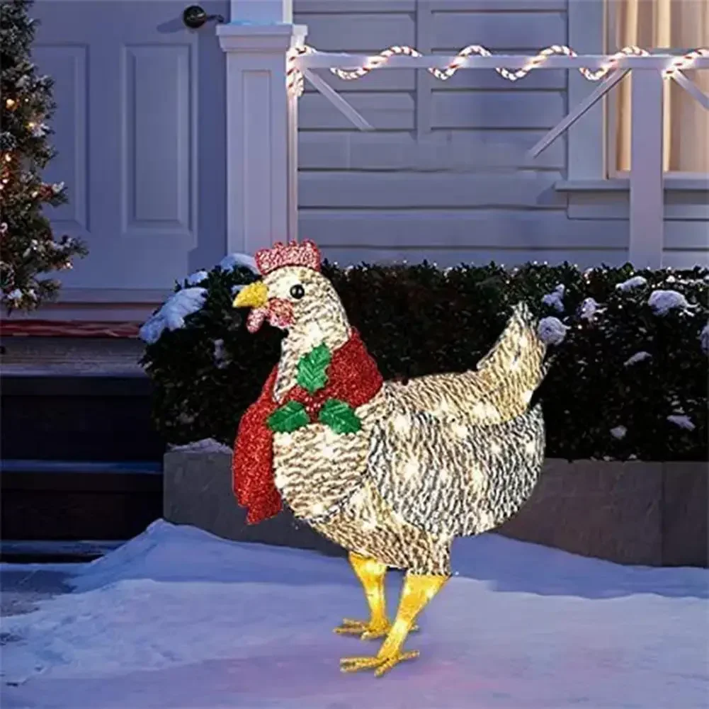 Hof Weihnachten LED Nacht Lichter Außerhalb Garten Dekoration Ornamente Huhn Huhn Leuchtende Pastorale Hühner Lampen