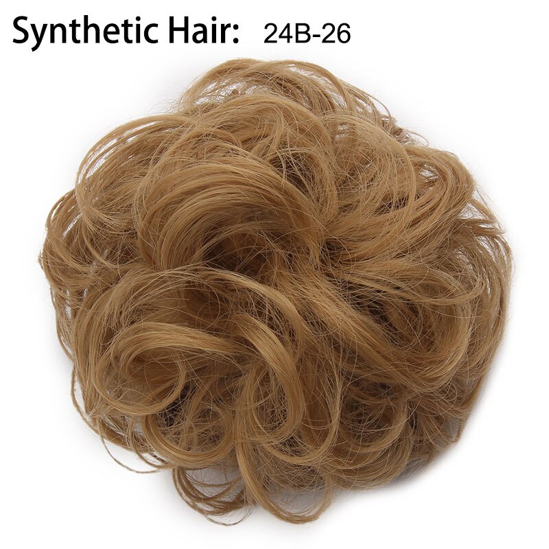 Extension capillaire Chignon élastique bouclée, Postiche Afro à Clip, Postiche Chignon synthétique, coiffure décoiffée, coiffure pour mariage, Q7: 24B-26