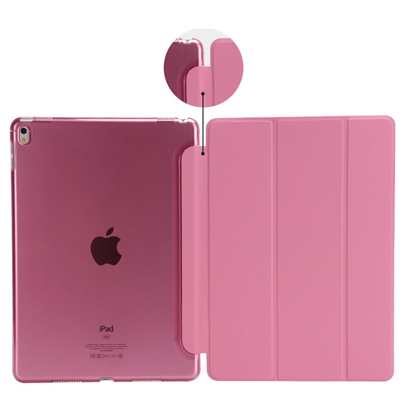 For iPad 9.7 Case Magnetic Pu Leather Stand Smart Cover for iPad 5 6 Air 1 2 5th 6th Generation With Stylus Pen+Film: Slim9.7-Pink