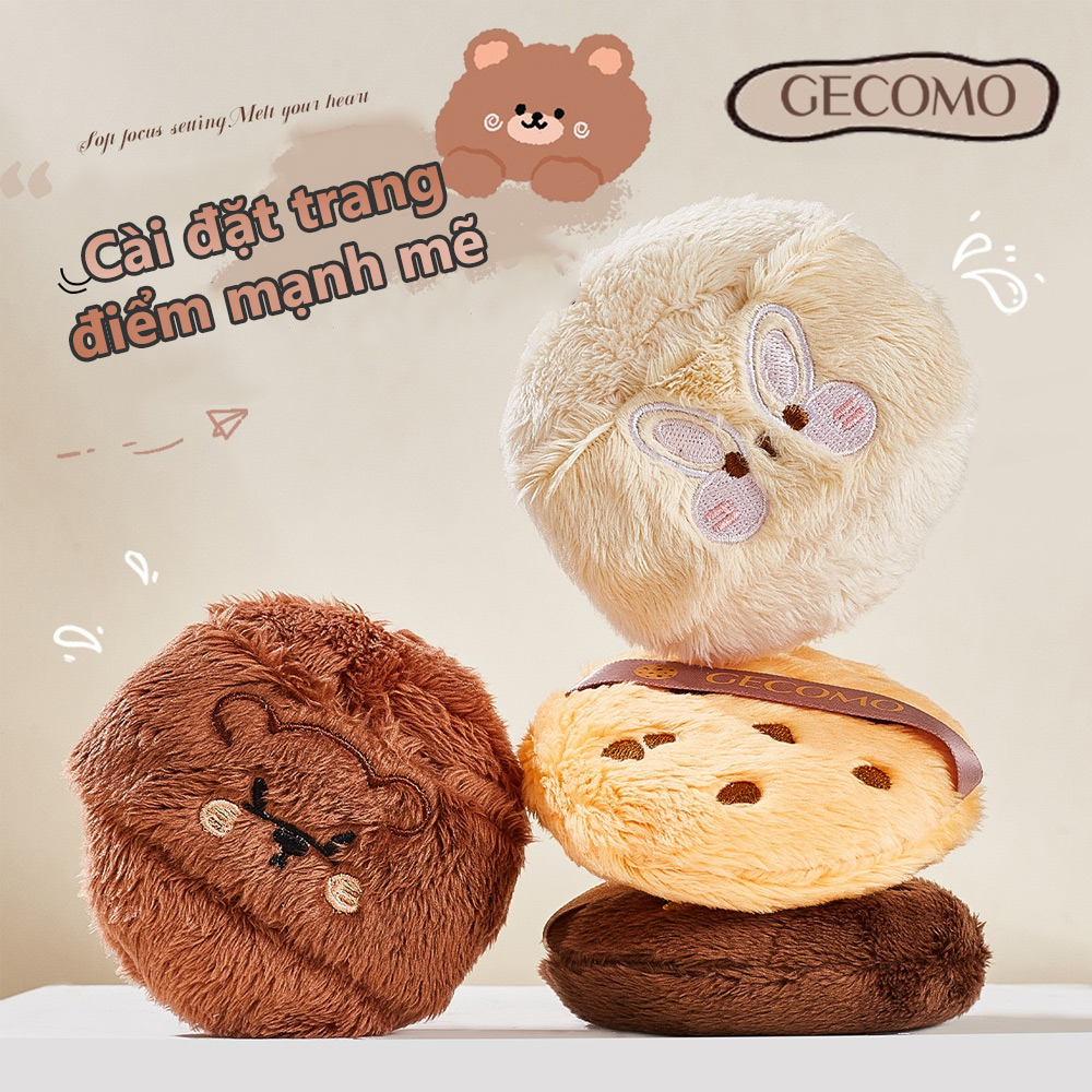 GECOMO bouffée de poudre floquée douce et mignonne, matériau respectueux de la peau, bouffée de poudre en peluche adaptée à l'outil de maquillage de réglage de poudre libre