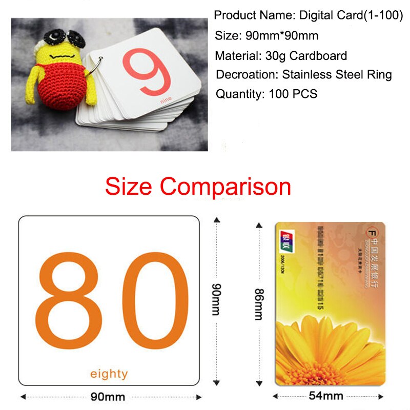 100Pcs/Set Kids Children's Digital Number Flash Card 0-100 Early Learning Addition, Subtraction, Multiplication, Divide Games